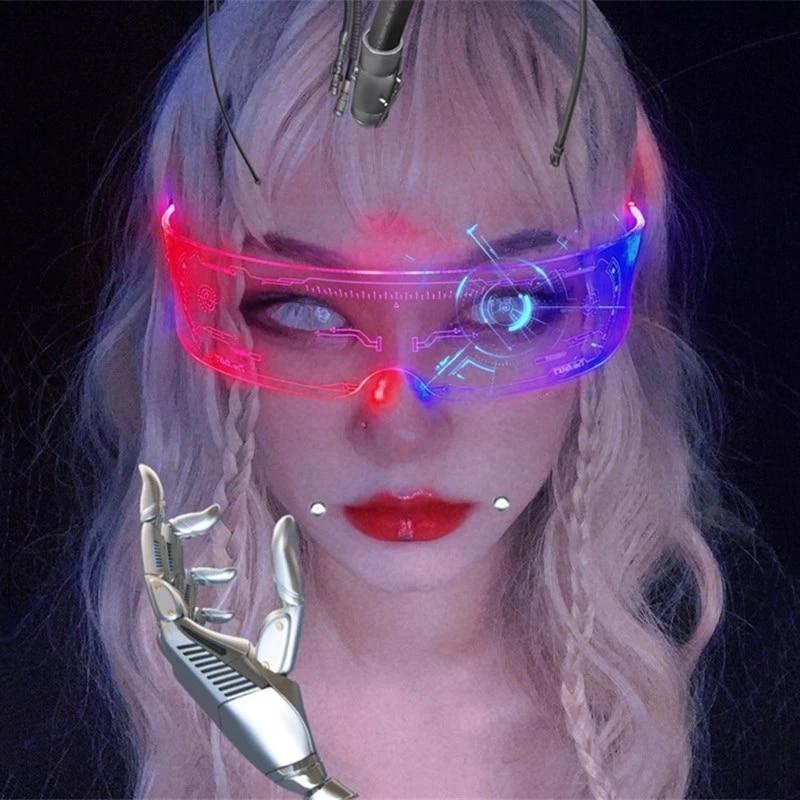 Kính Râm Phát Sáng LED Cho Nam Và Nữ, Kính Râm Punk Cổ Điển, Thời Trang, Tiệc Tùng, Giáng Sinh, Nhiều Màu Sắc, Ánh Sáng, Bóng UV400 1