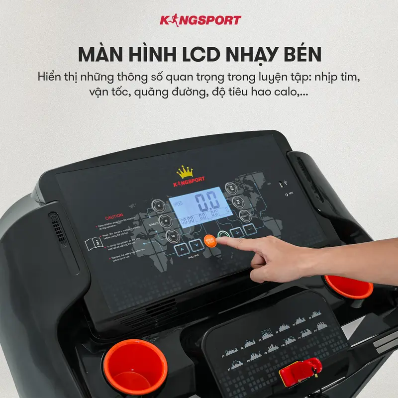 Livestream| Máy chạy bộ KINGSPORT KS-2059 New nâng dốc tự động 18%, tốc độ tối đa 18km/h, kèm đai massage và thanh gập bụng 6