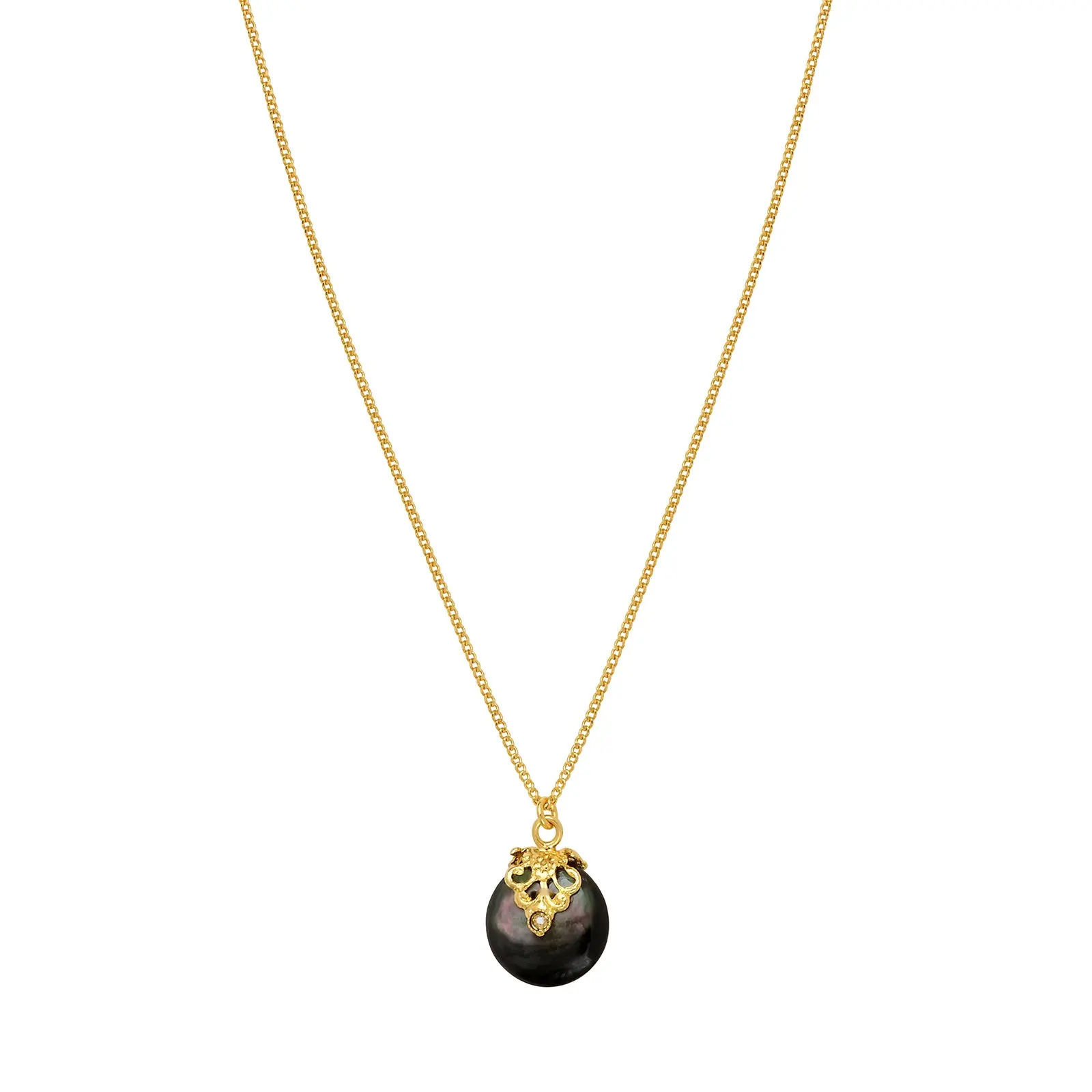 Satellite Paris Positano Mother-of-pearl & Fine Crystal Adjustable Pendant Necklace in Grey