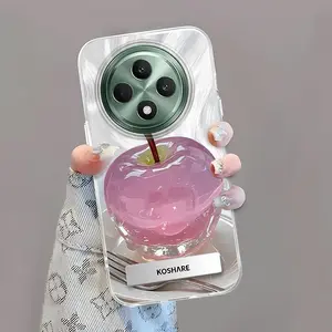 Untuk OPPO Reno12F Kasing ponsel braket tanpa batas bunga transparan-WBK