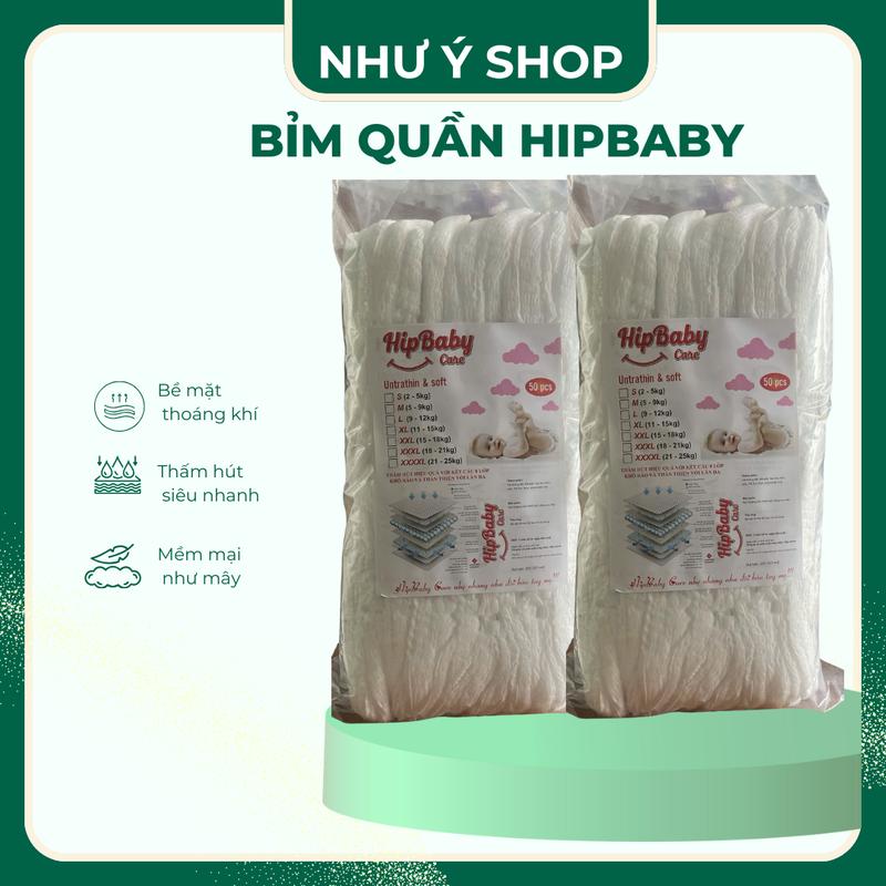 Mã 2 Combo 100 miếng Tã bỉm quần HipBaby phiên bản nâng cấp đủ size M-3XL form bỉm suông thấm hút 500-600ml Cho Bé