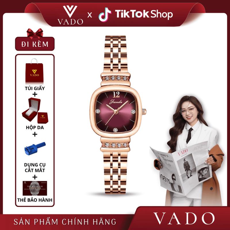 [VD - DHJ7230J]Đồng Hồ Nữ Mặt Vuông, Dây Kim Loại, Mặt Đồng Hồ Đính Đá Charm Sang Chảnh - JRANDE DHJ7230