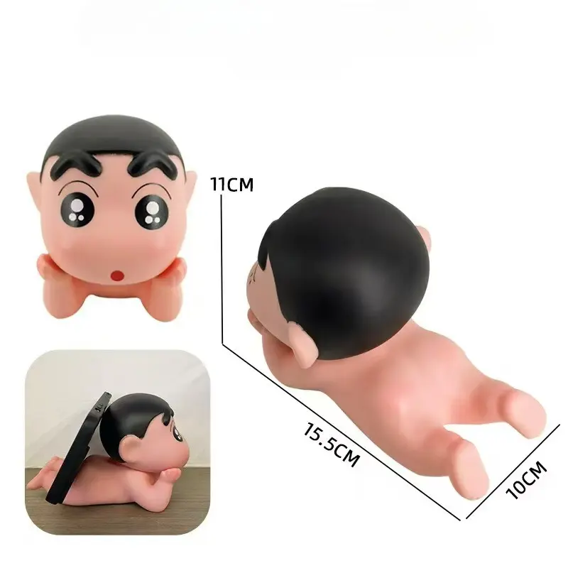 Figure Crayon Shinchan Lazy santai Phone Holder Crayon Shinchan Figure Toys Crayon Shinchan Pajangan Meja Lucu 6