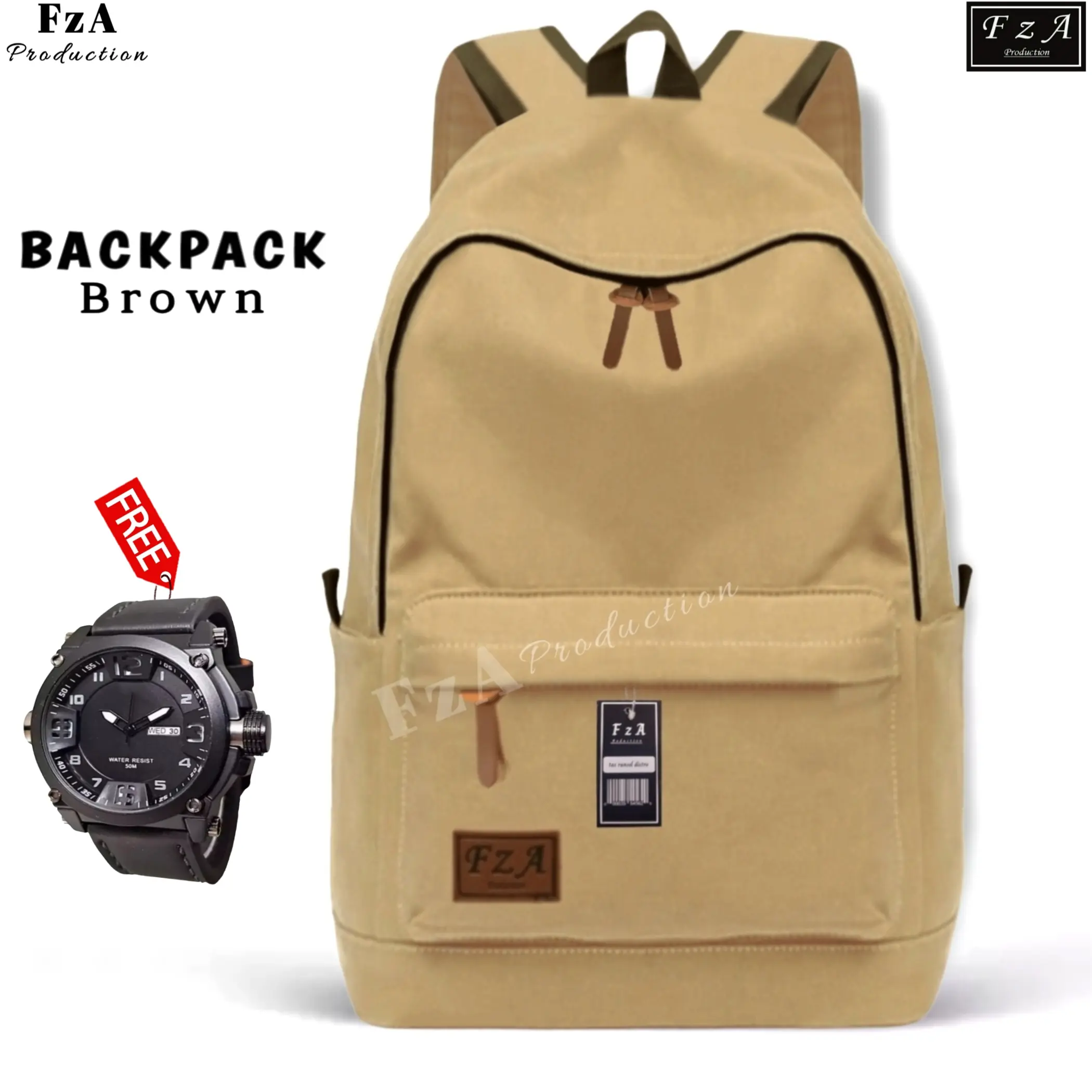 FzA Official - Tas Ransel Gendong Laptop Distro Sekolah Kuliah Pria Wanita Black Murah Original Tas Punggung Laptop