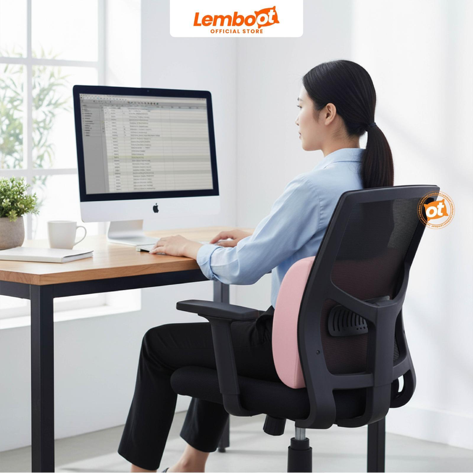 Lemboot Terapi Tulang Ekor Bantal Memory Foam Empuk Lembut Cushion untuk Kursi Kantor & Mobil Hitam/Brown/Pink 32x33x10 cm & 35x46x10 cm sarung pinggang