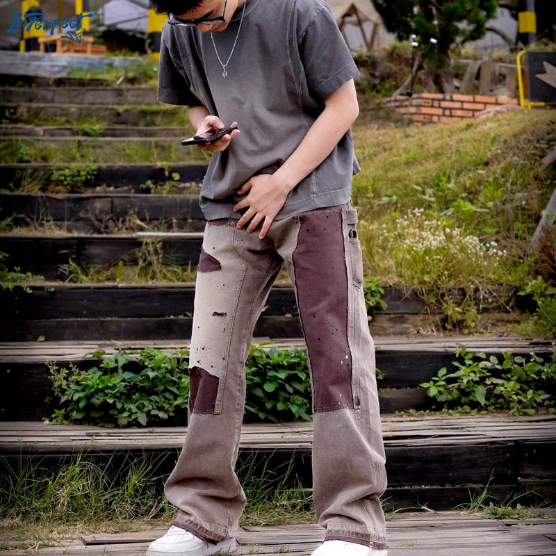 Quần Imperfect No.15 - Quần jean Nam  Destroy Doubleknee Nâu - Quần Nam rách cách điệu phOng cách đường phố Duck Canvas - Menswear Pants