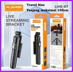 PLOKAMA K7 Tongsis Tripod 3 in 1 105cm 1 meter Selfie Stick Remote Bluetooth Portable Travel Size For Hp Handphone Smartphone