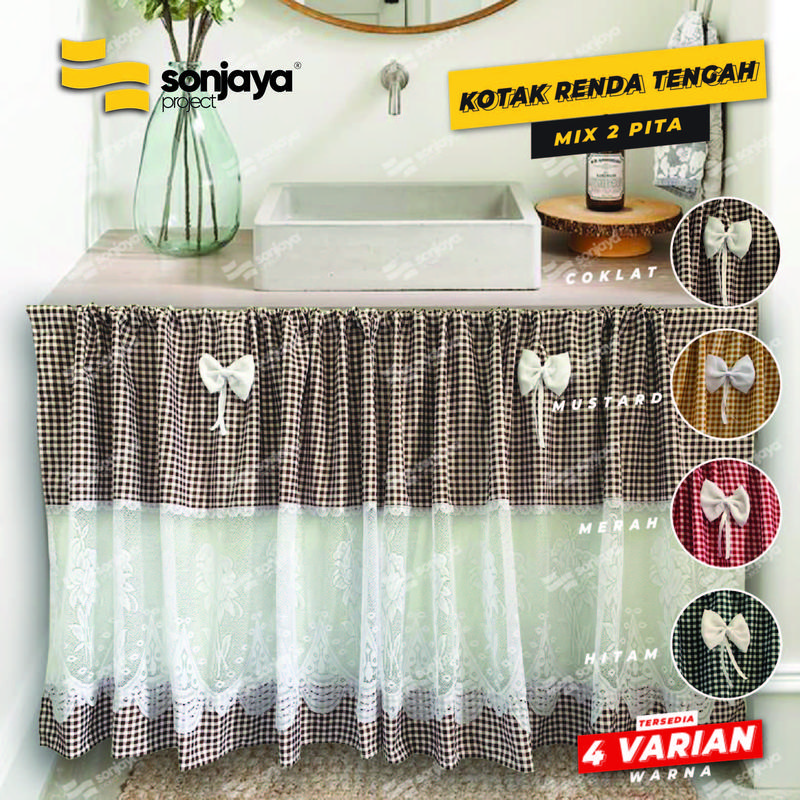 Gorden Kolong Dapur Kotak Renda Tengah 1