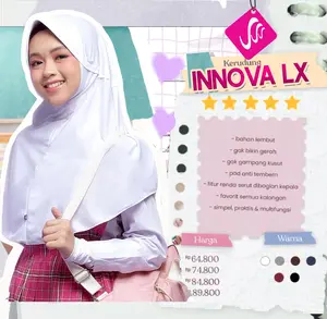 Rabbani - Kerudung Jilbab Instan Anak Sekolah Lx Motif polos Pita Serut Tertutup