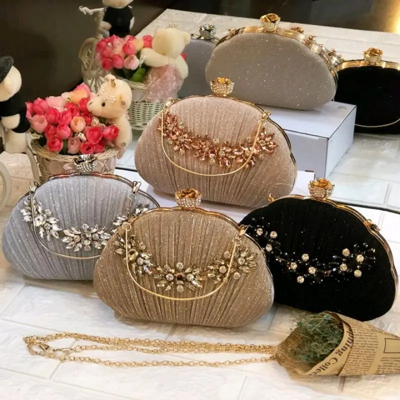 Tas Pesta PRESLEY Embellished Crystal Box Clutch Wanita 2