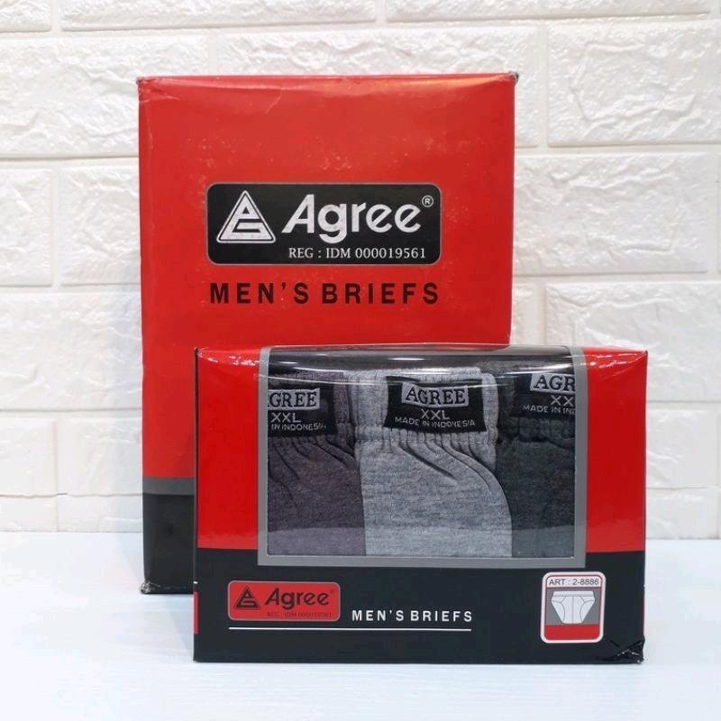 (3Pcs)Celana Dalam Pria Agree Man Katun nyaman boxer Dewasa Cowok Karet Pendek 3