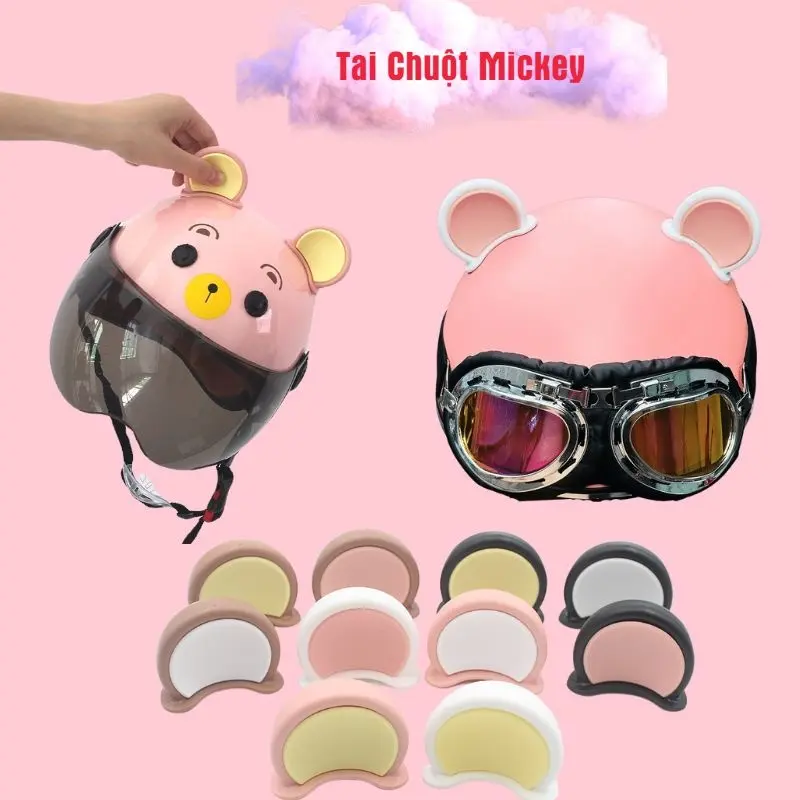 [1 Cặp - Kèm Keo] Tai Gấu Lớn Nón Bảo Hiểm - Tai Gấu gắn nón bảo hiểm Cute Độc Đáo