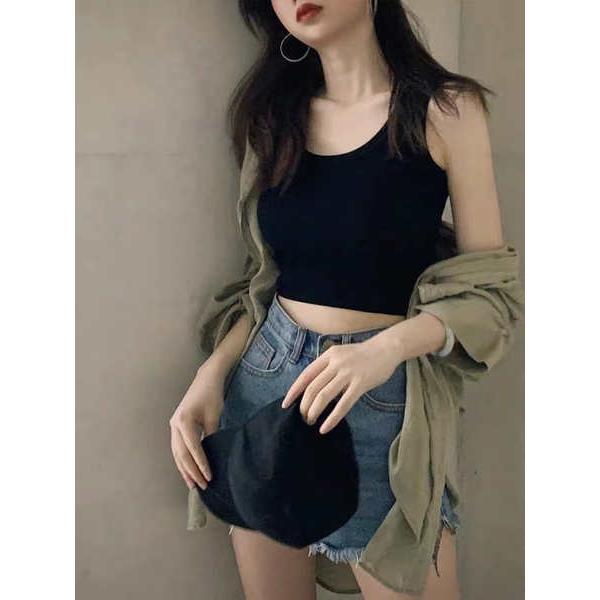 Product Introduction of Áo Vest Ngắn Có Dây Treo Màu Trắng Cổ Chữ U Cho Nữ, Đồ Lót Sinh Viên Mùa Hè Nóng Bỏng Có Thể Mặc Bên Ngoài, Áo Phông, Giúp Lưng Bạn Đẹp Hơn, Áo Dưới 0