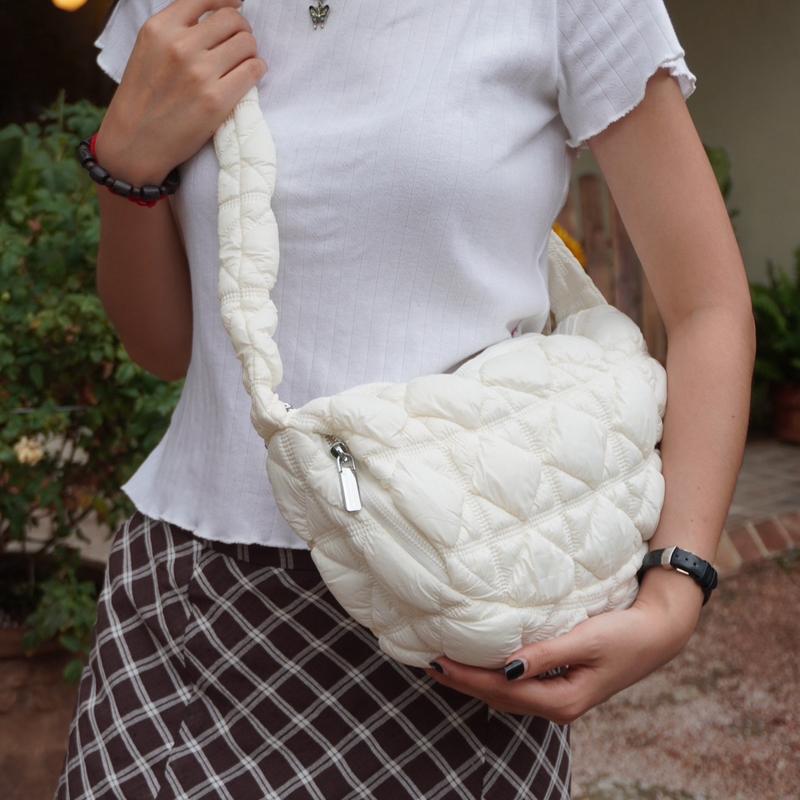 [CHU BAG] Túi đeo chéo chần bông trắng có thể điều chỉnh dây Đeo Vai Nữ 5