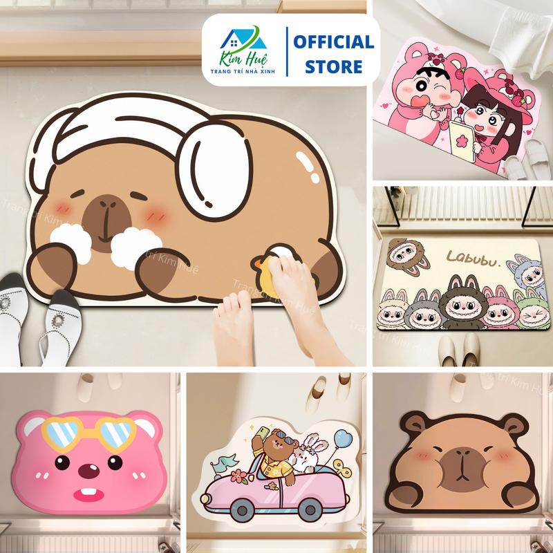 Thảm lau chân, chùi chân nỉ nì đế chống trơn trượt an toàn hình thú cute 40x60cm (60 mẫu mới) - Trang trí Kim Huệ.