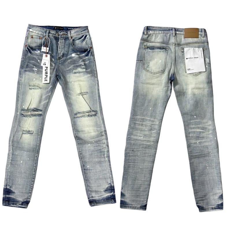 ( Ảnh Tự Chụp ) Quần Jean Pur Ple Wash Trắng Phối Rách Gối Vảy Sơn Trắng 4 Cúc Form LikeAuth 8814​ Chuẩn loại 1 ( Tag Mác Lụa , 4 Tag Sườn , Cúc Đồng , Mác Thêu , Túi Vải )​