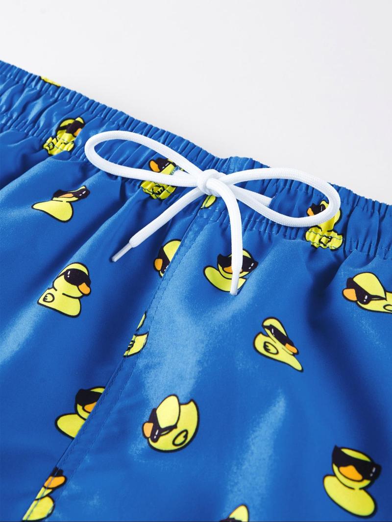 Product Introduction of Men's Duck Print Drawstring Waist Beach Shorts, Casual Comfy Breathable Swim Shorts for Summer, Men's Swimwear for Outdoor Clothing Beach Vacation 6