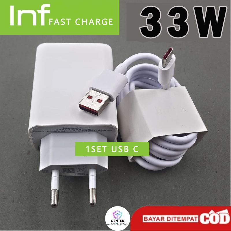 CHARGER INFNIX 33W Fast Charging+1 Set Kabel TypeC Dan Mikro Kabel Ponsel Telepon Gadget Handphone Pengisi Adapter