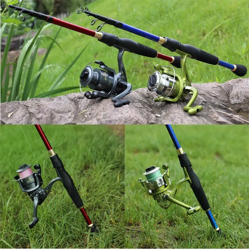Sougayilang Pancing Set Joran dan Reel Pancing Tiang Dan Rol Memancing Telescopic Is 1.8M 2.1M 2.4M dan Rasio Gir 5.2:1 untuk Air Laut Air Tawar Alat Ikan Pancing 6