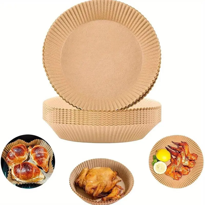 Disposable Air Fryer Liner (100pcs), Non-stick Parchment Paper Liner, Baking Paper for Home Kitchen, Kitchen Accessories, Household Kitchen Products, Air Fryer Accessory Set 4