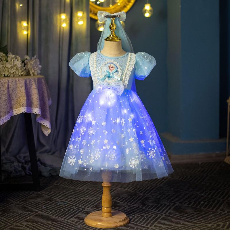 Product Introduction of Frozen Princess Dress Girls' Dress Children's Luminous Aisha Dress Lolita Dress Summer New 11