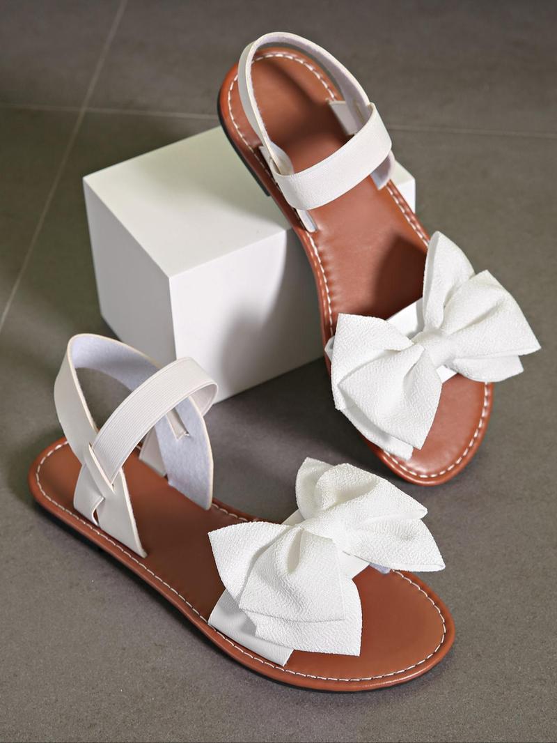 Product Introduction of Women's Bowknot Design Flat Sandals, Casual Comfortable Sandals for Beach, Fashionable Shoes for Daily Wear 2