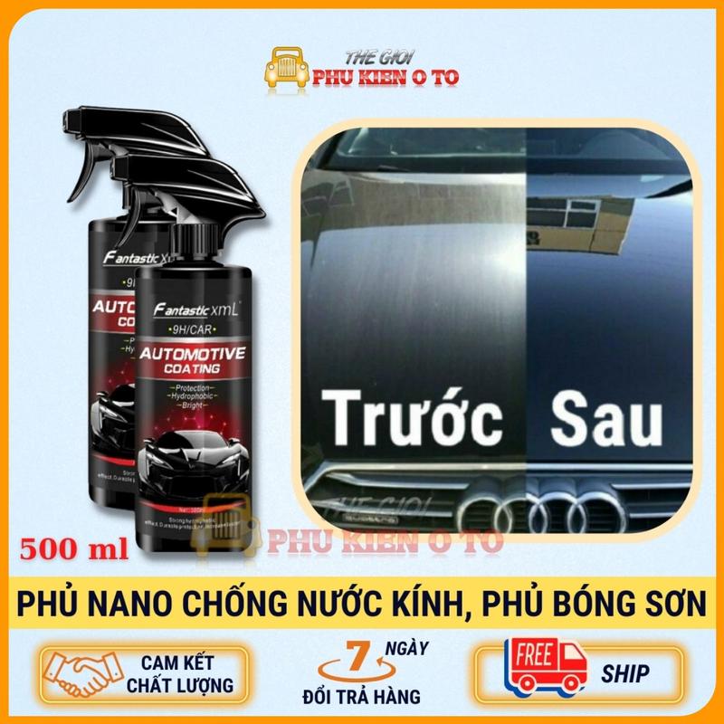 Chai xịt phủ nano chống nước kính, phủ bóng sơn xe ô tô- Chống nước bề mặt kính cận, kính mũ- AUTOMOTIVE COATING 500ml