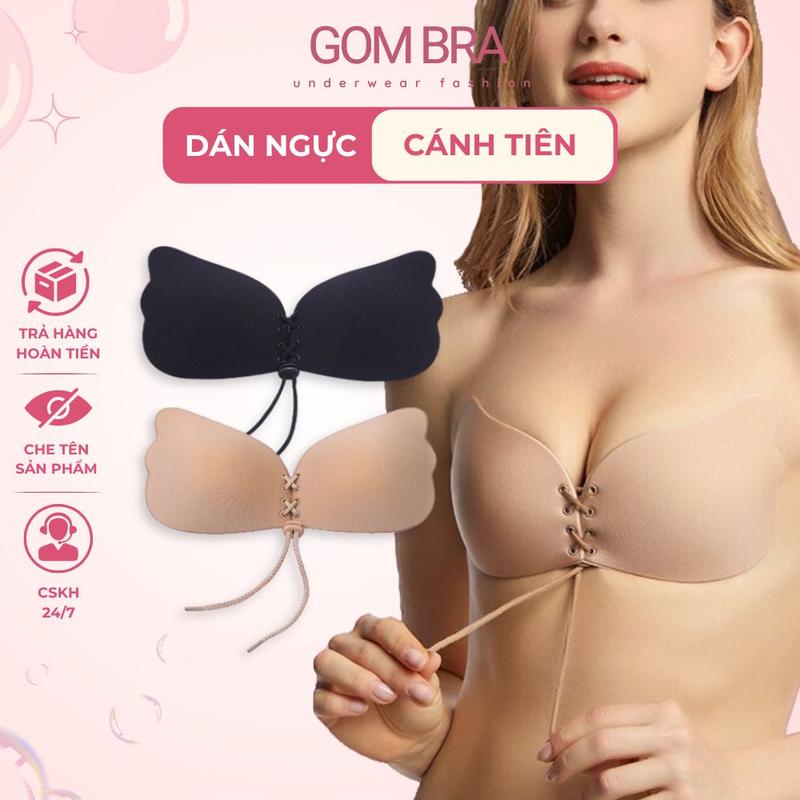 Áo dán ngực cánh tiên nâng ngực Gom Bra dây gút định siêu dính, miếng dán ngực bra tạo khe định hình vòng 1 - SA-01244
