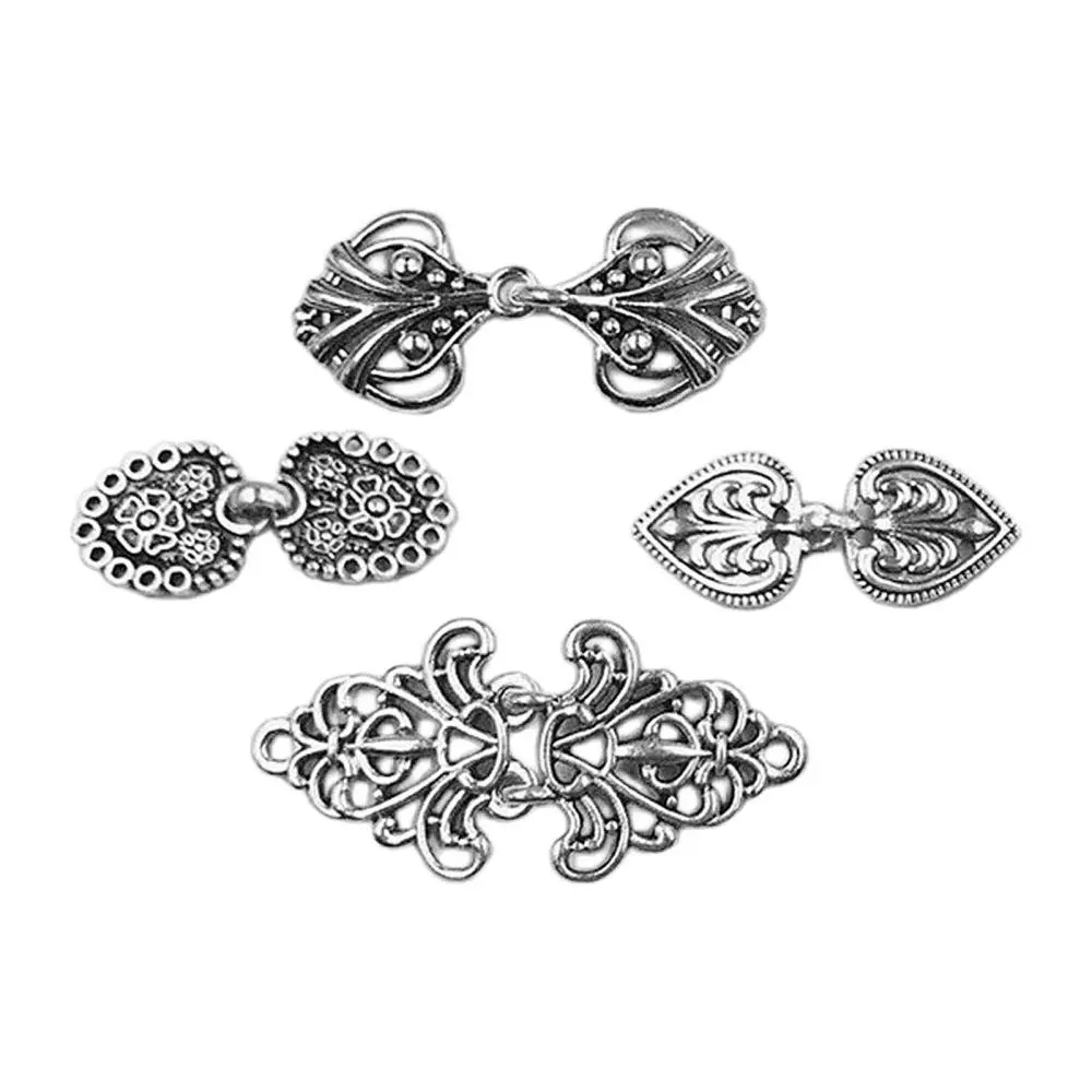 4 Pair Alloy Cape Cloak Clasp Fastener Shawl Eyes Cardigan Clip Button Sew