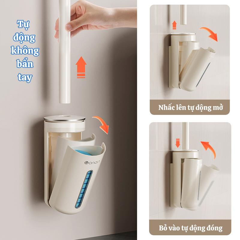 Bộ cọ vệ sinh dùng một lần nâng cấp mẫu 2024, Cọ toilet ECO xoay 360 thế hệ mới có đầu cọ thay thế 3