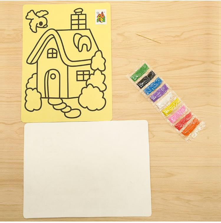 Product Introduction of Creative Toy Large Yellow Bottom Sand Painting Diy Set Children's Creative Color Sand Hand Painting Material Set 5