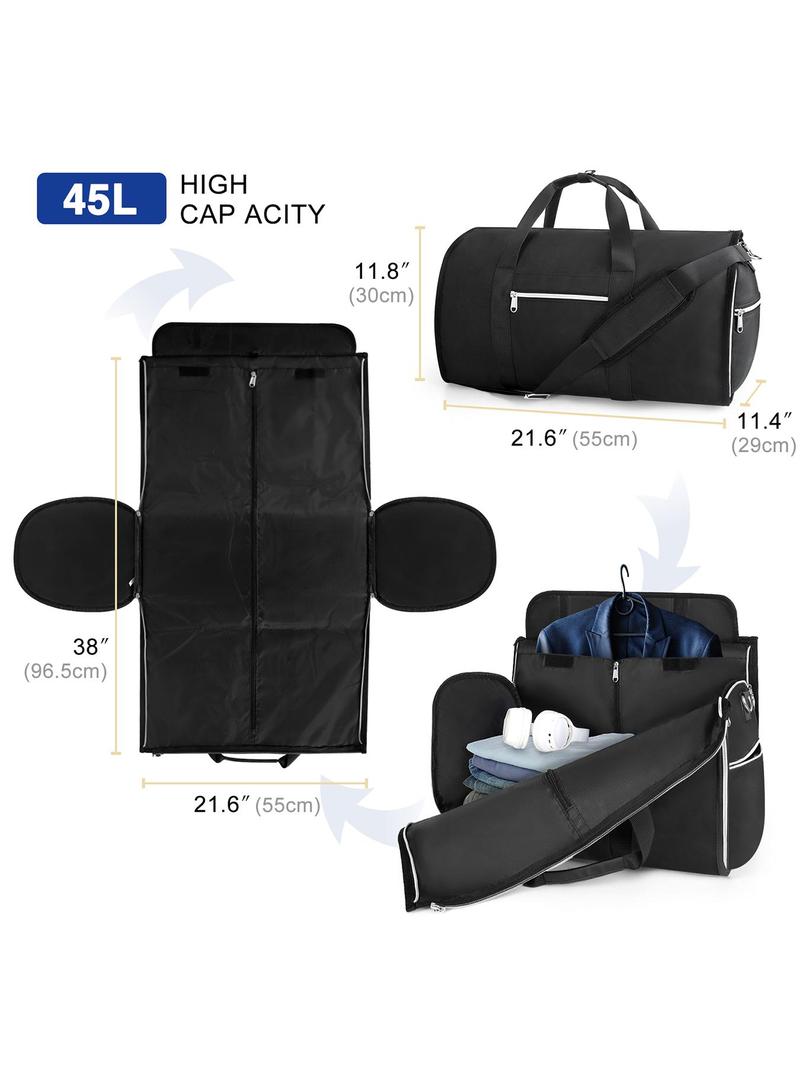 Product Introduction of 45l High Capacity Solid Color Polyester Fabric Travel Duffel Bag, Foldable Organizer, Garment Bag, Shoulder Bag, Suitable for Business Travel, Tourism, Vacation, Outings, Fitness, Hospitalization, Back To School, Durable 3