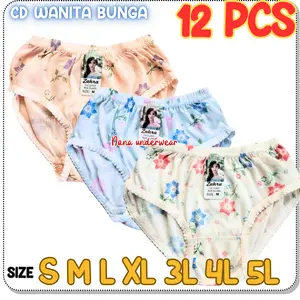 LUSINAN 6 12 PCS CELANA DALAM WANITA MOTIF BUNGA JAHITAN RAPIH