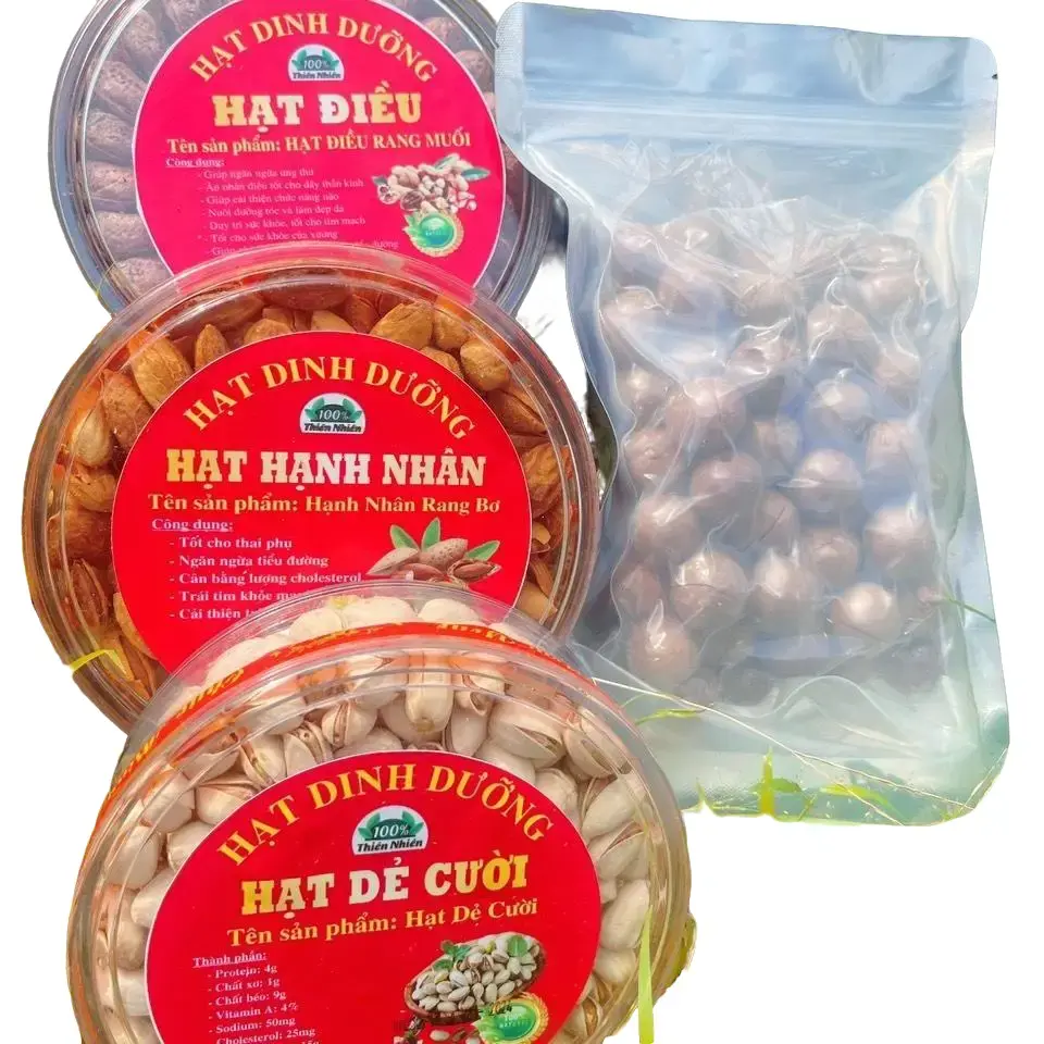 COMBO4 LOẠI HẠT (mắc ca ,hạt điều, hạt dẻ, hạt hạnh nhân ( 500g mỗi hộp) Snack Nuts