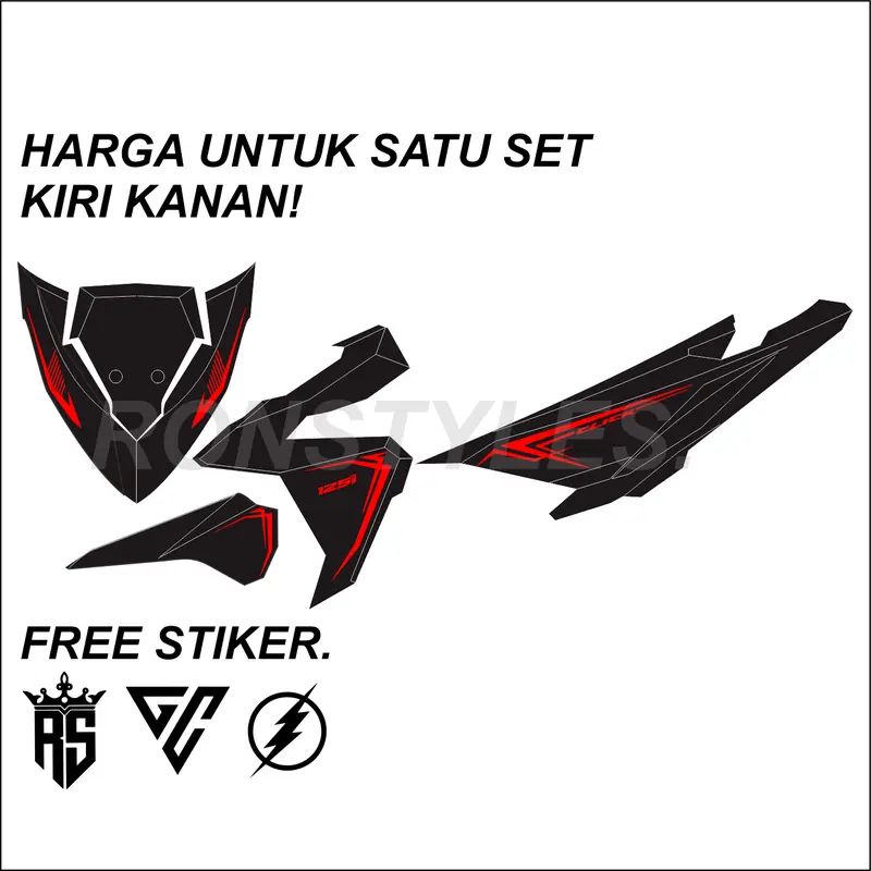 VRV35 Cutting Sticker Striping Vario Led 125-150 Old Striping Varled Stiker Vario 125 Striping Variasi Vario Simple stiker vario lama Striping Vario Led Old 2017 new desain simple style copy transparan Motor 6