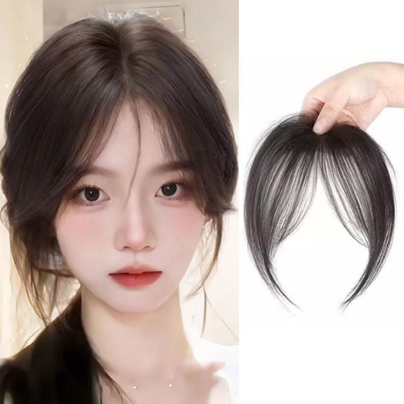 Mảnh Tóc Giả Nhân Tạo, Hàng Mới Về, Có Mái, Kẹp, Dành Cho Nữ, phồng Tóc Bồng Bềnh Ở Giữa Đầu Cong, Mái Giả Không Khí