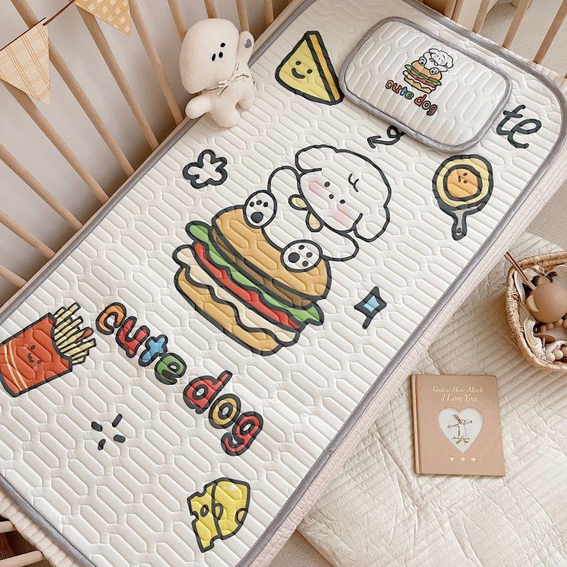 Product Introduction of Cartoon large edition printed cool silk baby anti slip cool mat 60x120cm two-piece set with buckwheat core mattress pillow combination 1