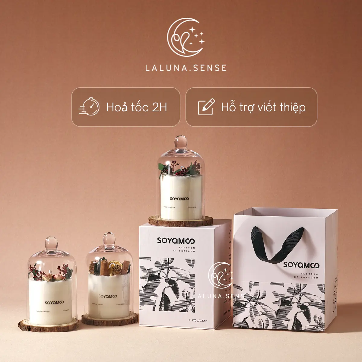 Bộ Quà Tặng Nến Thơm Cao Cấp Laluna Sense Tự Nhiên 100% Thư Giãn Hương Thơm Sang Trọng Trang Trí Decor Nhà Cửa Dầu Thơm Decor Phòng - Bộ Quà Tặng Valentine, Quốc Tế Phụ Nữ