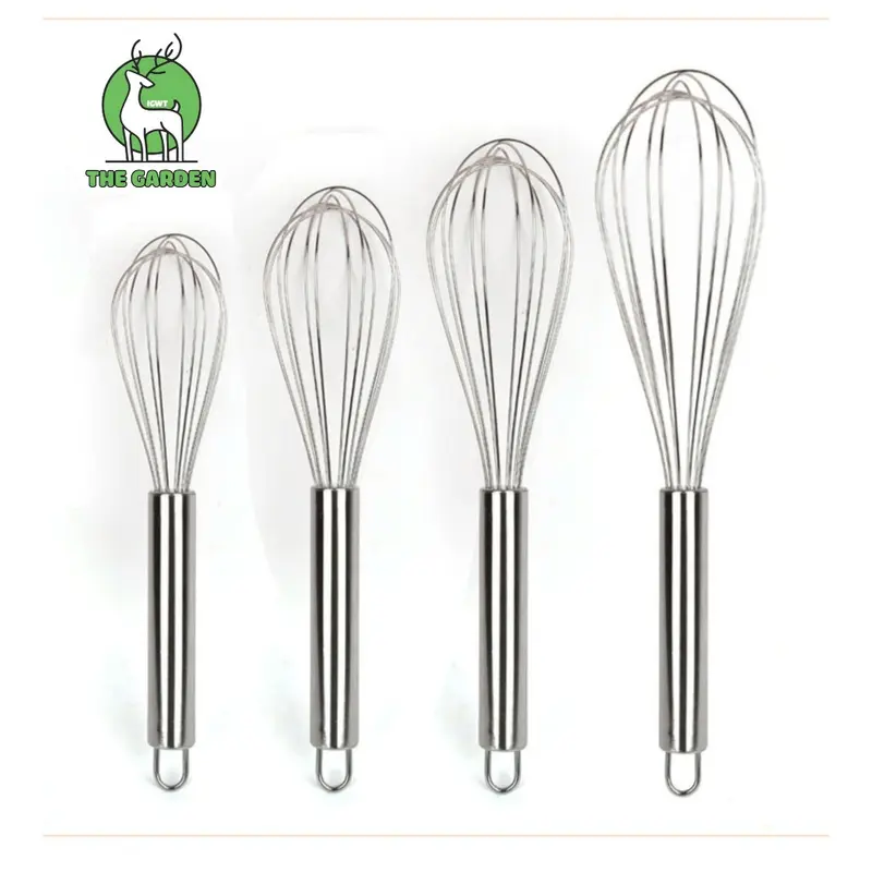 Phới đánh trứng bằng tay thép không gỉ đủ size - THE GARDEN 7