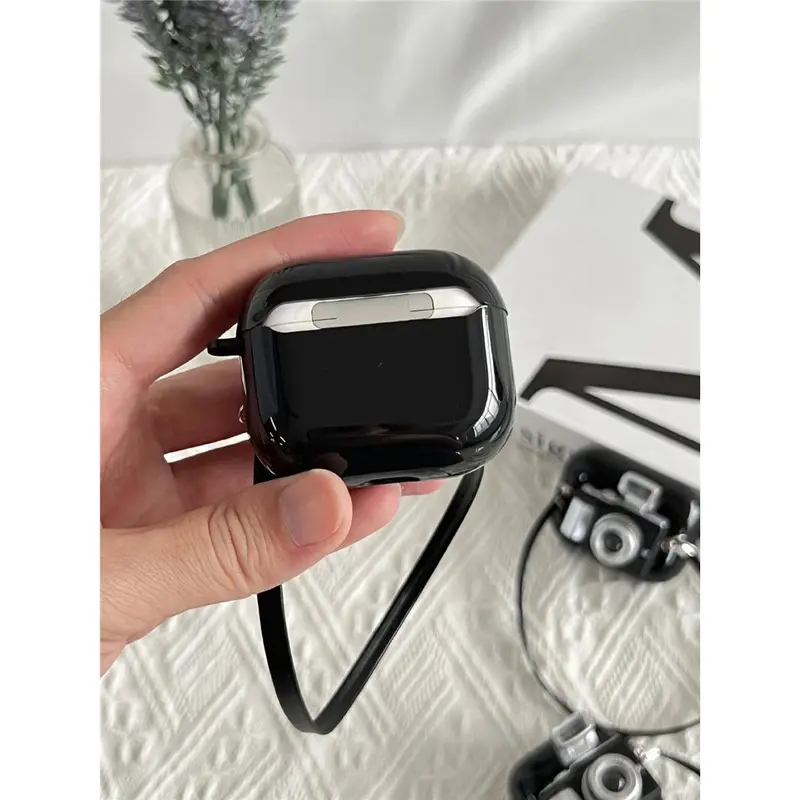 Vỏ tai nghe máy ảnh có dây đeo cho Apple AirPods 3, 2, 1 pro, vỏ bảo vệ tai nghe silicon mềm cho Air Pods thế hệ thứ 3 2
