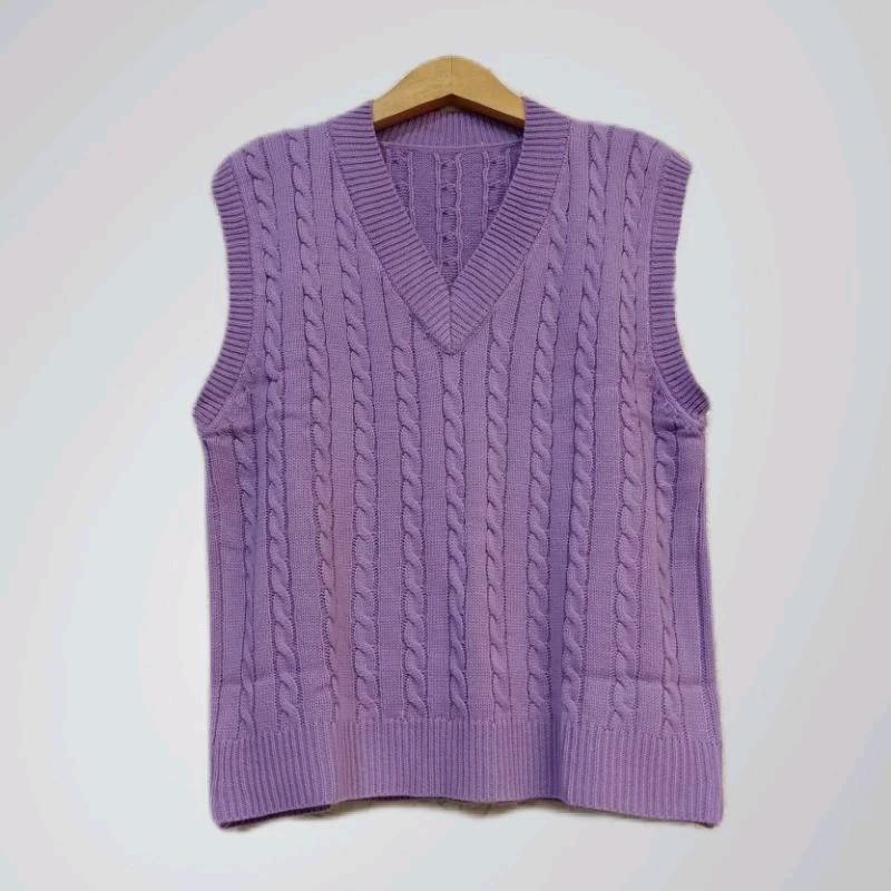 azura rompi rajut cewek cowok V-Neck Santai 1