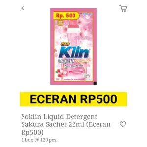 COD12 So Klin Liquid Cair Sachet Detergen RP500 Satuan Blue Power Clean Action 20ml Anti Bakteri Mudah Larut Tahan Lama Formula Bright Activation