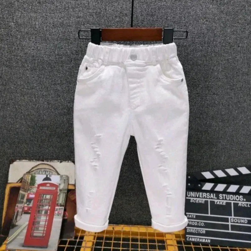 CELANA PANJANG ANAK SOBEK HITAM PUTIH// Bisa buat Laki-laki & Perempuan UNISEX Fashion Hitam celana anak laki laki celana  anak murah 1