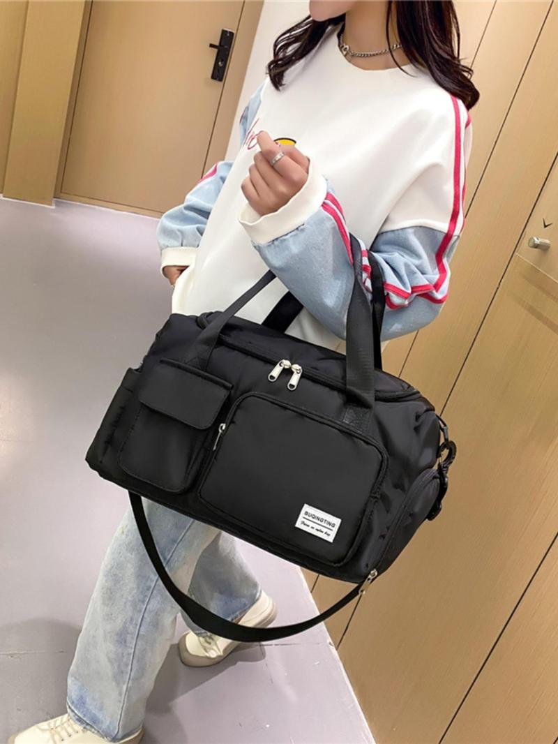 Product Introduction of Large Capacity Multi-pocket Travel Bag, Lightweight Storage Short-distance Sports Fitness Bag, Casual Solid Color Travel Bag for Men & Women 2