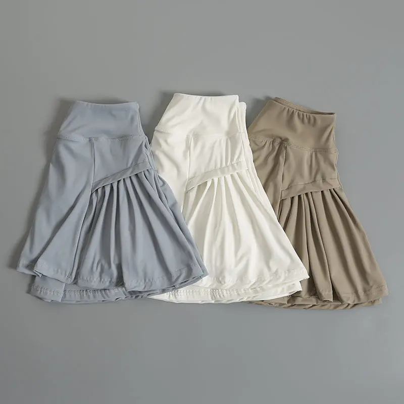 Summer Quick-Drying Short Skirt Badminton Exercise Skirt High Waist Anti-Exposure A- line Marathon Running Fitness Tennis Skirt