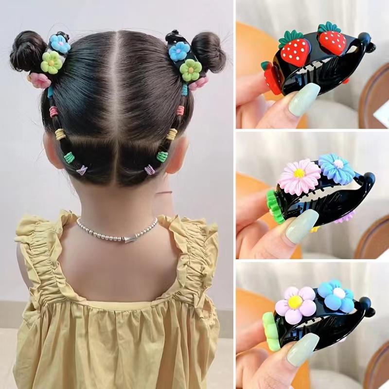 Kẹp Tóc Đuôi Ngựa Dễ Thương, Phụ Kiện Tóc, Cho Bé Gái Trẻ Em, Đuôi Ngựa Hoa Và Nơ, Khóa Tóc, Có 2 / 4 Cái 1