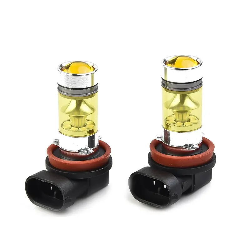 Bóng đèn LED sương mù màu vàng, 2x H11 H8, 4300K, 100W, 1500LM, Siêu sáng, DRL, Hàng Có Sẵn 4