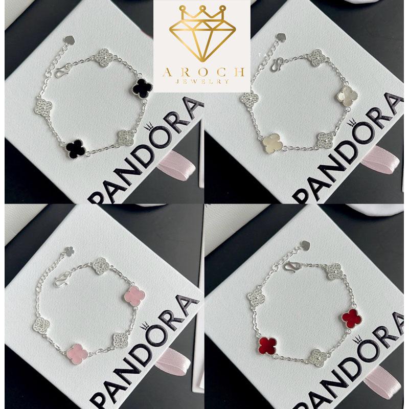 Lắc tay bạc 925 AROCH JEWELRY cỏ 4 lá đá 8mm HD08