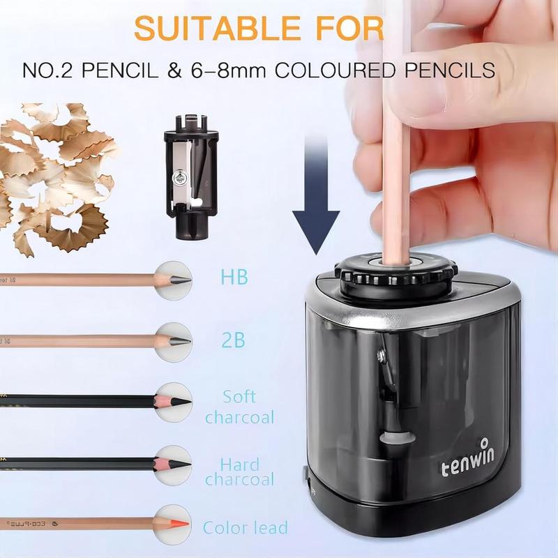 Máy Gọt Bút Chì Điện, Tenwin, Cầm Tay, Tiết Kiệm Sức Lao Động, Máy Gọt Bút Chì Tự Động, Thích Hợp Cho Học Sinh, Văn Phòng Phẩm, Đồ Dùng Học Tập