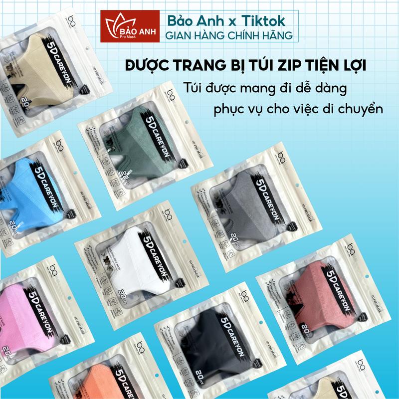 [ Thùng 500 Cái ] Khẩu Trang 5D CAREYON Chống Tia UV, Khẩu Trang Y Tế 3 Lớp Kháng Khuẩn Cao Cấp 2